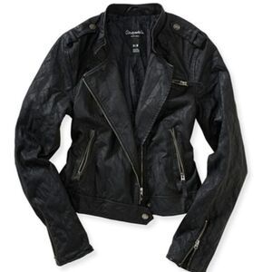 🔹️Aeropostale Black Faux Leather Motorcycle Jacket Large